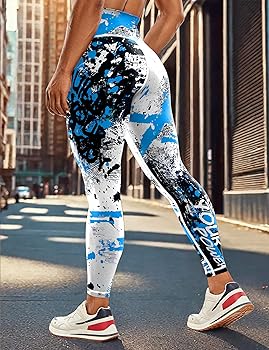 ZJLNA Women's Sports Leggings Graffiti Splash Print Fashion